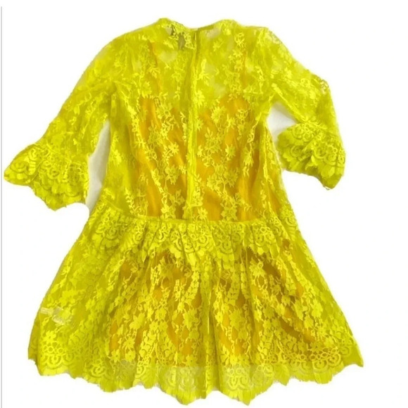 NEW J Crew 3/4 sleeve Chantilly lace dress Whimsigoth bright kiwi Victorian - Picture 5 of 16
